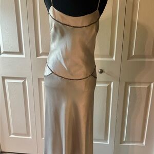 Vera Wang Silver Beaded Satin Dress (Vintage Early 2000)